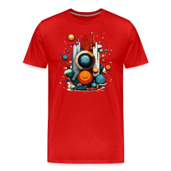 Abstrakter Kosmos - Männer Premium Bio T-Shirt - Rot - Vorne - Damien (186cm)