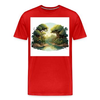 Murmure des bois - T-shirt bio Premium Homme - rouge - Devant - Damien (186cm)