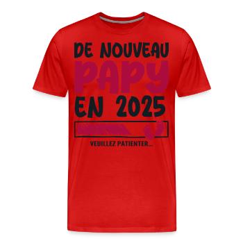 De nouveau papy en 2025 - T-shirt bio Premium Homme - rouge - Devant - Damien (186cm)