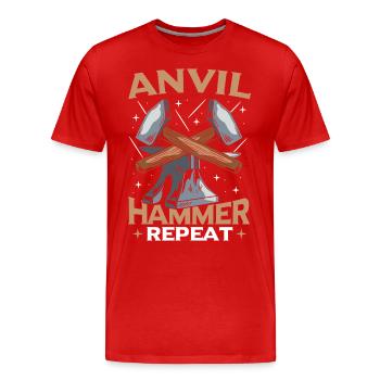 Artisanat Travail du métal Forge - T-shirt bio Premium Homme - rouge - Devant - Damien (186cm)