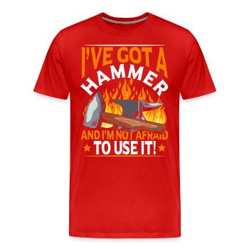 Anvil Sparks Iron Forgings - Men's Premium Organic T-Shirt - red - Front - Damien (186cm)