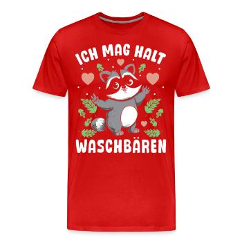 Städtischer Räuber Ich Mag Halt Waschbären - Männer Premium Bio T-Shirt - Rot - Vorne - Damien (186cm)