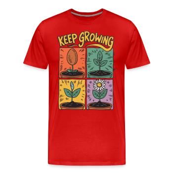 Positive development – Keep Growing - Men's Premium Organic T-Shirt - red - Front - Damien (186cm)
