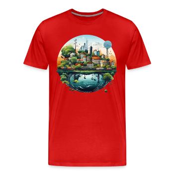 Stadt von morgen - Männer Premium Bio T-Shirt - Rot - Vorne - Damien (186cm)
