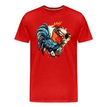 Cock-a-Doodle Jazz - Men's Premium Organic T-Shirt - red - Front - Damien (186cm)