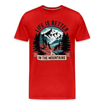 Leben ist besser in den Bergen - Männer Premium Bio T-Shirt - Rot - Vorne - Damien (186cm)