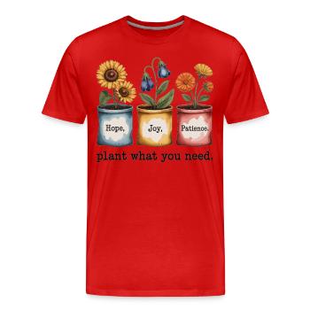 Garden Shirt - Plant What You Need - Men's Premium Organic T-Shirt - red - Front - Damien (186cm)