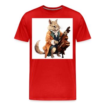 Der musikalische Eichhörnchen-Virtuose - Männer Premium Bio T-Shirt - Rot - Vorne - Damien (186cm)