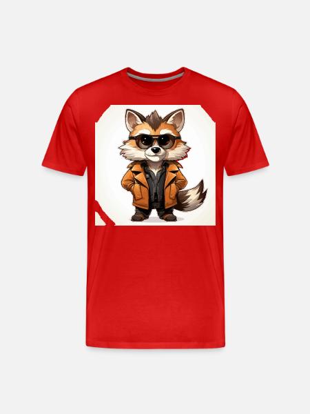 Der modische Waschbär-Designer - Männer Premium Bio T-Shirt - Rot