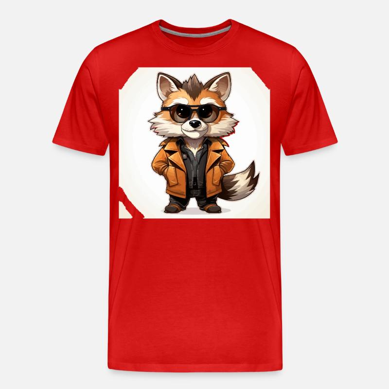 Der modische Waschbär-Designer - Männer Premium Bio T-Shirt - Rot