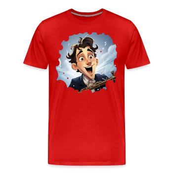 Le clarinettiste passionné - T-shirt bio Premium Homme - rouge - Devant - Damien (186cm)