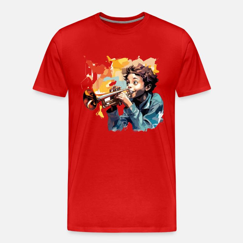 Der jazzige Trompeter - Männer Premium Bio T-Shirt - Rot