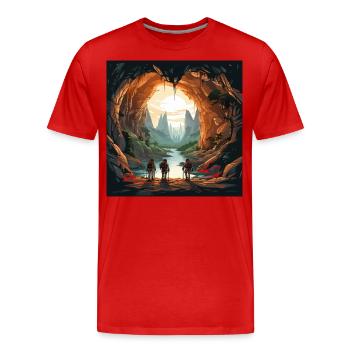 Les explorateurs de grottes - T-shirt bio Premium Homme - rouge - Devant - Damien (186cm)
