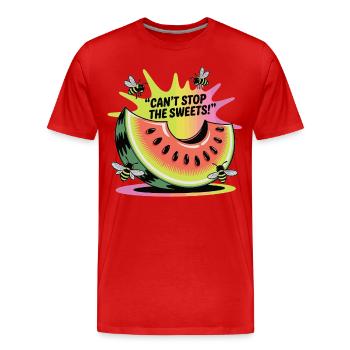 Watermelon & Bees – Desire for Sweets - Men's Premium Organic T-Shirt - red - Front - Damien (186cm)