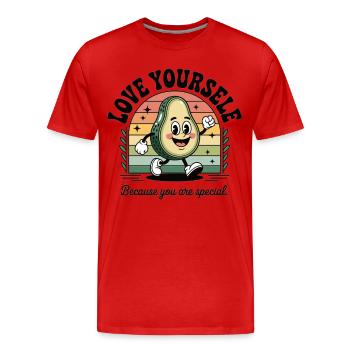 Happy Avocado Self Love Shirt - Men's Premium Organic T-Shirt - red - Front - Damien (186cm)