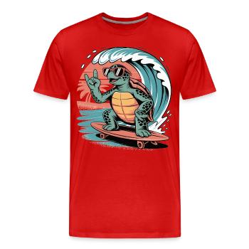 Summer Shirt with Skater Turtle - Men's Premium Organic T-Shirt - red - Front - Damien (186cm)