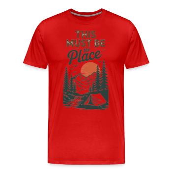 Camping Natur Retro Shirt - Männer Premium Bio T-Shirt - Rot - Vorne - Damien (186cm)