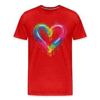 Colorful Heart Shirt - Men's Premium Organic T-Shirt - red - Front - Damien (186cm)