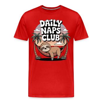 Sloth Nap Club - Men's Premium Organic T-Shirt - red - Front - Damien (186cm)