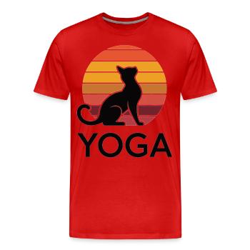 Chat Zen au Coucher Du Soleil - T-shirt bio Premium Homme - rouge - Devant - Damien (186cm)