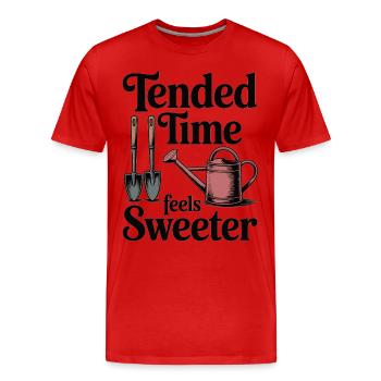 Gartenarbeit macht süchtig - Männer Premium Bio T-Shirt - Rot - Vorne - Damien (186cm)