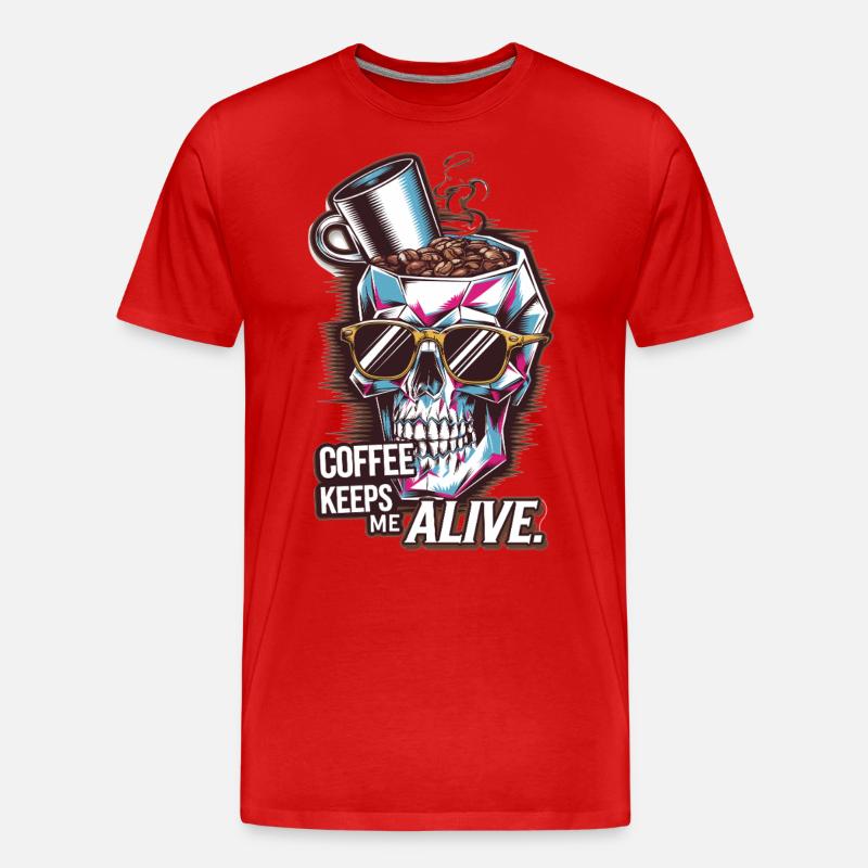 Kaffee = Leben - Männer Premium Bio T-Shirt - Rot