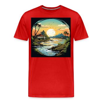 Der Rückzugsort am Strand - Männer Premium Bio T-Shirt - Rot - Vorne - Damien (186cm)