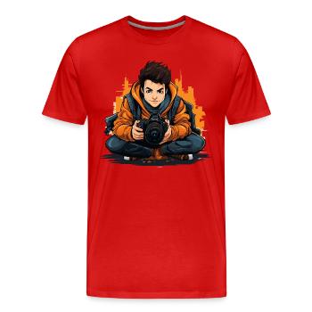 Capture Society - Men's Premium Organic T-Shirt - red - Front - Damien (186cm)
