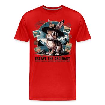 Cartes postales - Lapin sur la route - T-shirt bio Premium Homme - rouge - Devant - Damien (186cm)