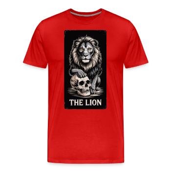 Tarot Card - Mystic Lion with Skull - Men's Premium Organic T-Shirt - red - Front - Damien (186cm)