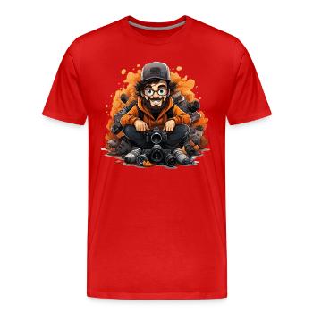 Frame Marketplace - Men's Premium Organic T-Shirt - red - Front - Damien (186cm)