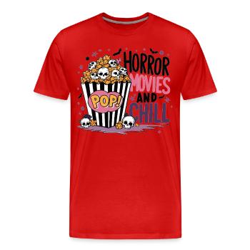 Horror Movies and Chill - Scary Movie Night Shirt - Men's Premium Organic T-Shirt - red - Front - Damien (186cm)