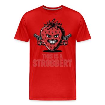 Erdbeer-Raub! Frucht trifft Humor auf T-Shirt - Männer Premium Bio T-Shirt - Rot - Vorne - Damien (186cm)