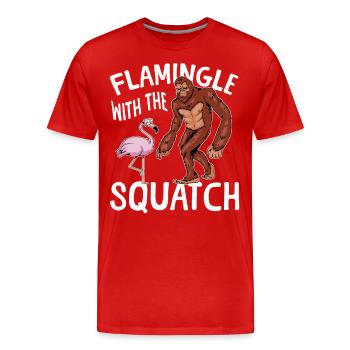 Squatch Bigfoot Sasquatch Flamingo - Men's Premium Organic T-Shirt - red - Front - Damien (186cm)