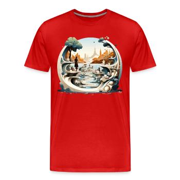 Skulptur: Kunstparadies im Freien für Enthusiasten - Männer Premium Bio T-Shirt - Rot - Vorne - Damien (186cm)