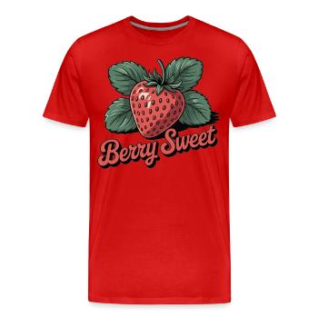 Berry Sweet – Chemise Sweet Strawberry - T-shirt bio Premium Homme - rouge - Devant - Damien (186cm)