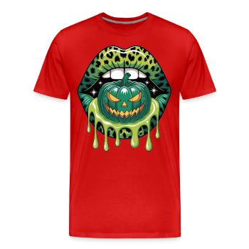 Leopard Lips & Pumpkin – Halloween - Men's Premium Organic T-Shirt - red - Front - Damien (186cm)
