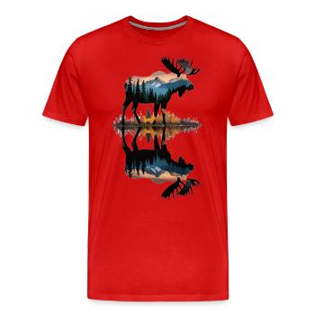 In the tranquility of nature: Moose by the water - Men's Premium Organic T-Shirt - red - Front - Damien (186cm)