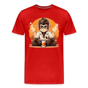 Primate Brew Barista Kaffeemischung - Männer Premium Bio T-Shirt - Rot - Vorne - Damien (186cm)