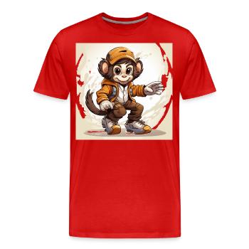 Affe Skateboarding T-Shirt - Männer Premium Bio T-Shirt - Rot - Vorne - Damien (186cm)