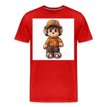 Monkey Skateboard Deck - Männer Premium Bio T-Shirt - Rot - Vorne - Damien (186cm)