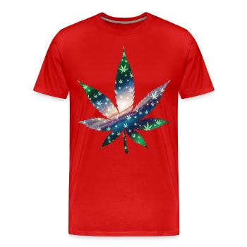 Galaxy Hanfblatt - Cannabis - Weed - Männer Premium Bio T-Shirt - Rot - Vorne - Damien (186cm)