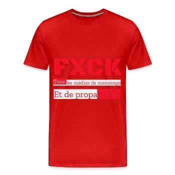 FXCK Les médias - T-shirt bio Premium Homme - rouge - Devant - Damien (186cm)