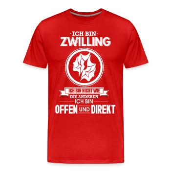 Zwilling Sternzeichen - Männer Premium Bio T-Shirt - Rot - Vorne - Damien (186cm)