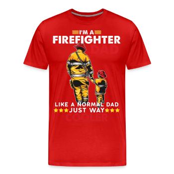 Firefighter dad fireman firefighter gift dad - Men's Premium Organic T-Shirt - red - Front - Damien (186cm)