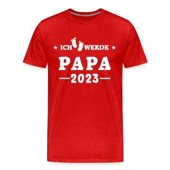 Ich werde Papa 2023 - Männer Premium Bio T-Shirt - Rot - Vorne - Damien (186cm)