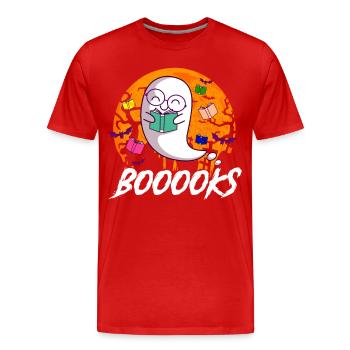 Bücherwurm Buch Lesen Geist Ghost Halloween - Männer Premium Bio T-Shirt - Rot - Vorne - Damien (186cm)
