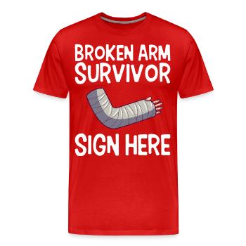 Recovery of survivors with broken arm - Men's Premium Organic T-Shirt - red - Front - Damien (186cm)