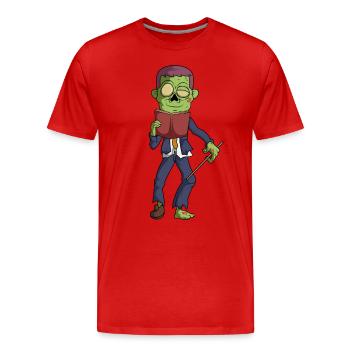 Zombie School Teacher Teacher Book Read Halloween - Men's Premium Organic T-Shirt - red - Front - Damien (186cm)