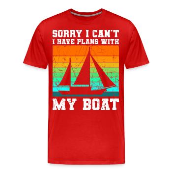 J’ai des plans avec mon bateau bateau - T-shirt bio Premium Homme - rouge - Devant - Damien (186cm)